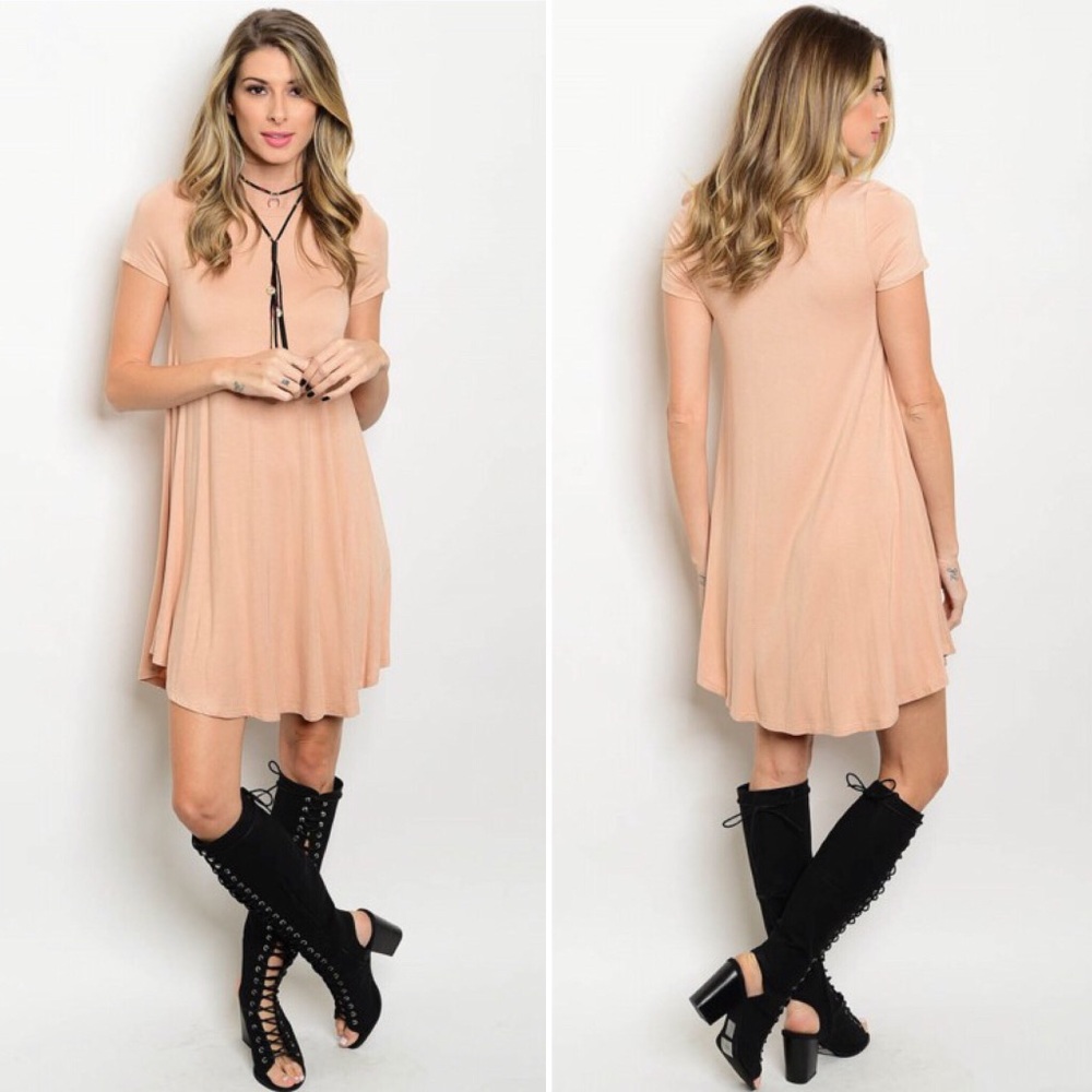 Peach Short Sleeve Dress